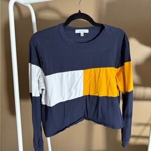 Gaze Colorblock Navy, White, and Yellow Long Sleeve Tee